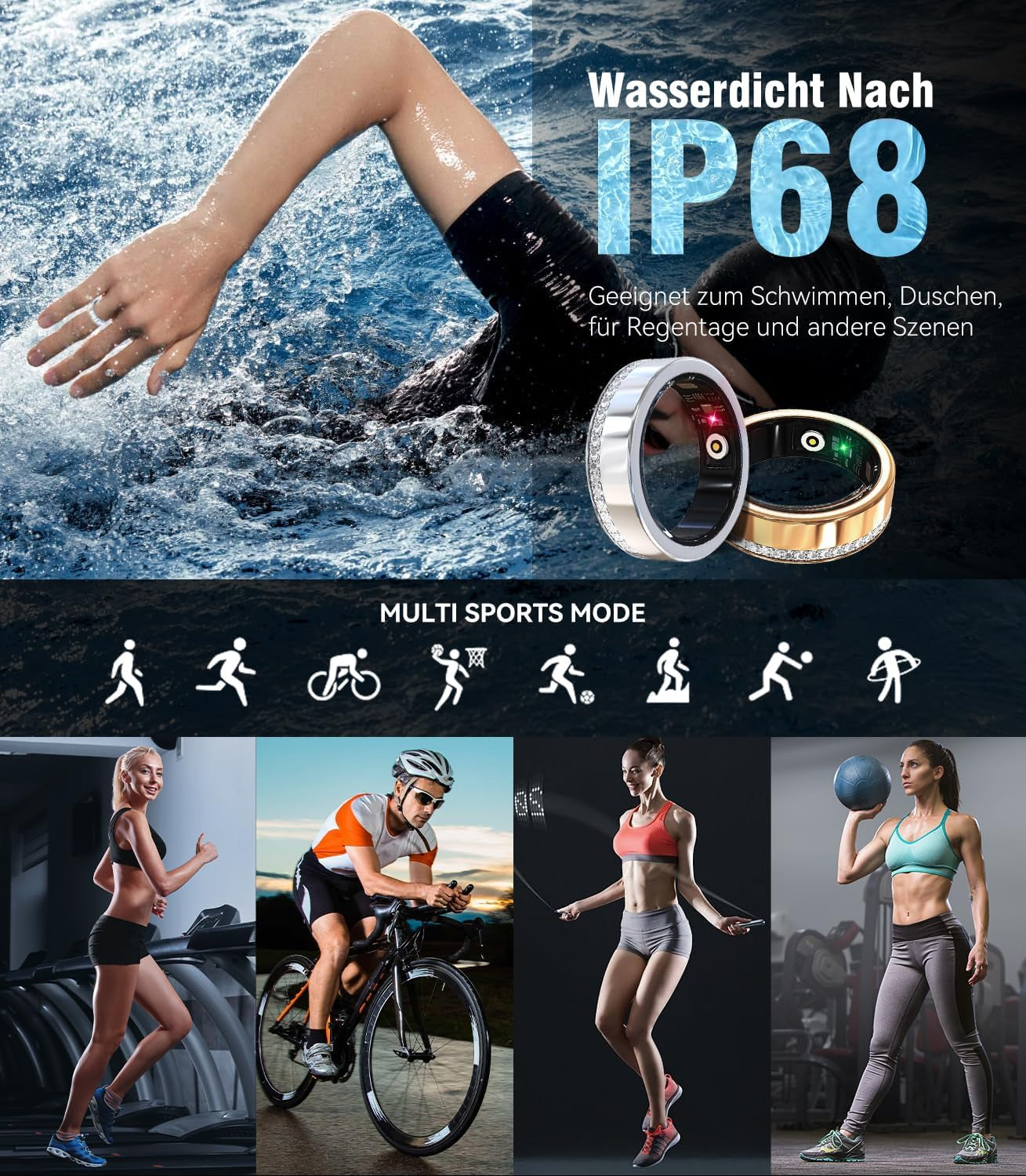 10 Gen Diamond Smart Ring and Wireless Charging Case【Industry Ranking No.1 – 0 Measurement Error】 2026 Smart Ring for Women & Men for Sleep Tracking Wearable Device,Fitness Ring Gold 7#