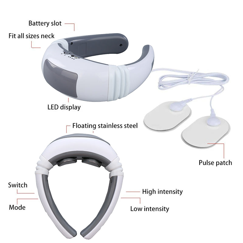 Electric Cervical Pulse Neck Massager Muscle Relax Massage Magnetic Therapy US