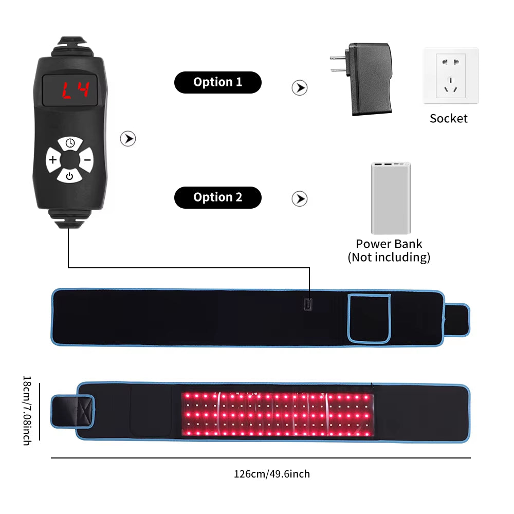 Portable Foldable Wearable 660Nm 850Nm Infrared Light Therapy Wrap Red Light Therapy Belt